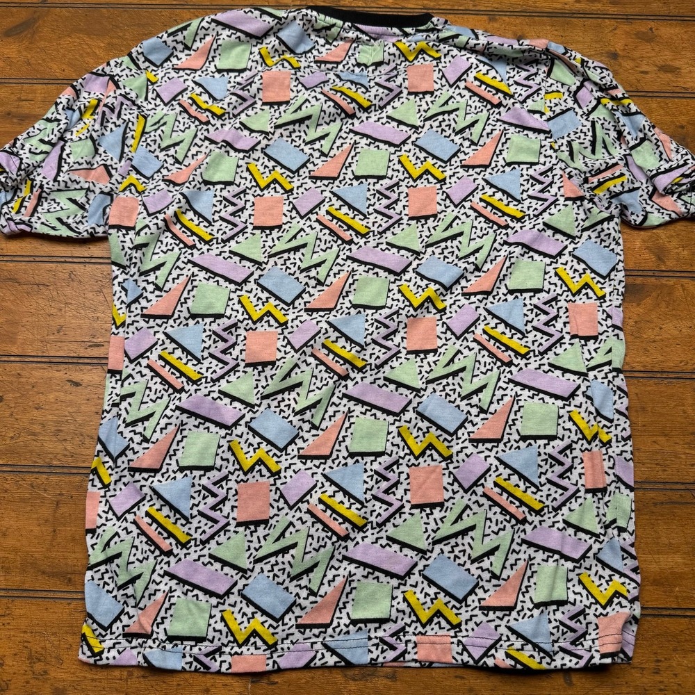 Oh Snap! by Drill Clothing Co Mens Large 90s Retro Geometric Pastel T-Shirt L - Picture 5 of 5